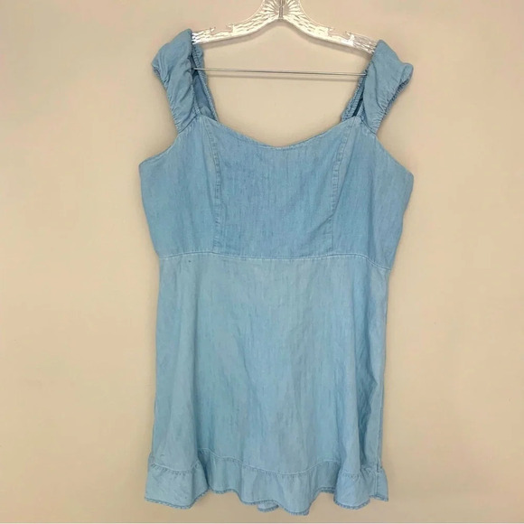 Old Navy Cotton Blue Chambray Mini Summer Dress XL - Picture 1 of 13